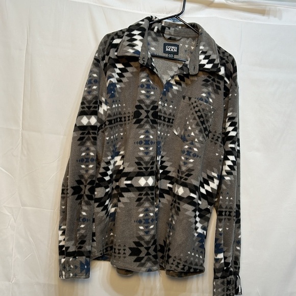 COMO MAN Flannel LS Button-up GRGYL GRAY Fleece Southwestern Men’s size XL - Picture 4 of 6